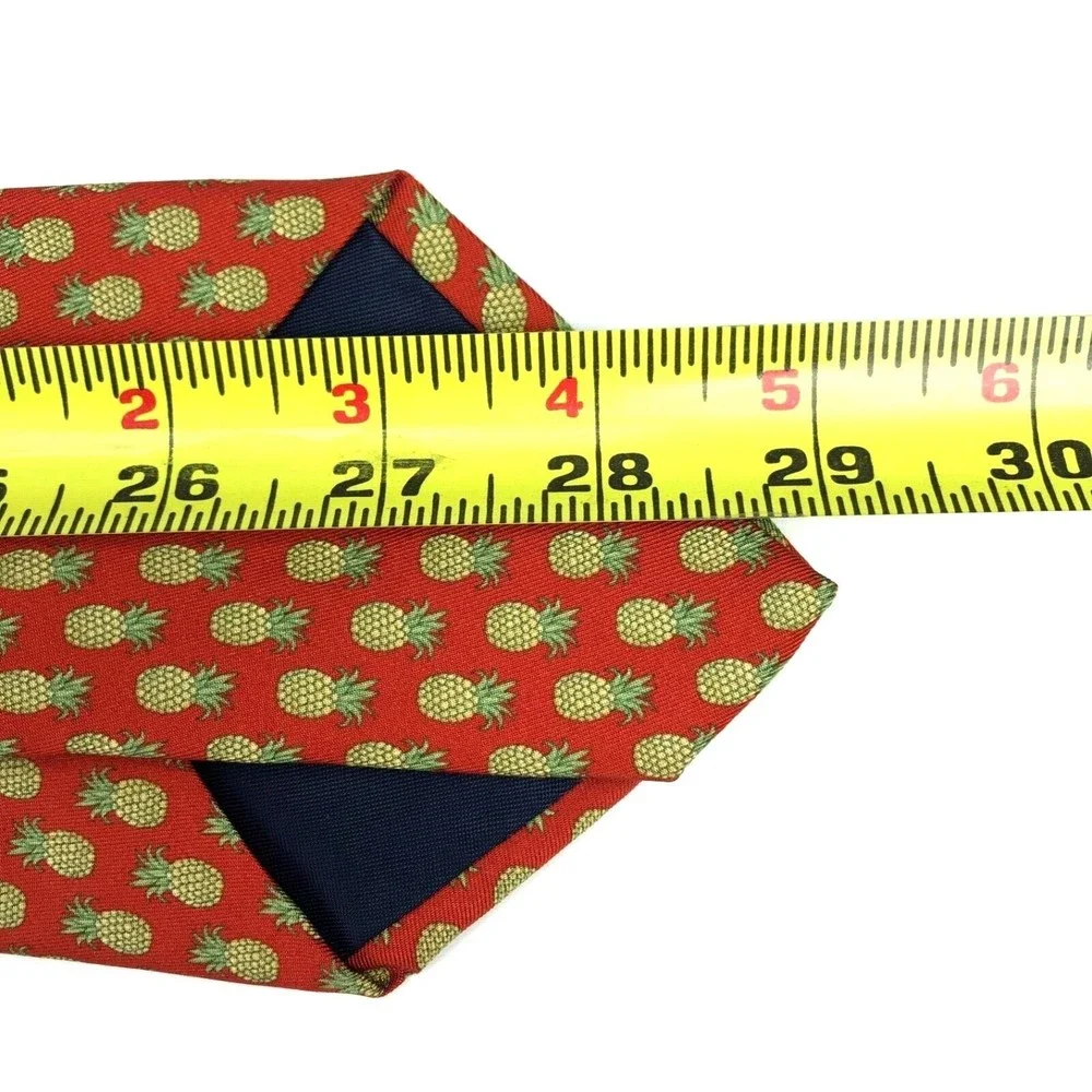 SOUTH BEACH TIES Red Yellow Green Pinneapple Fruit Men's Silk Necktie ITALY 58